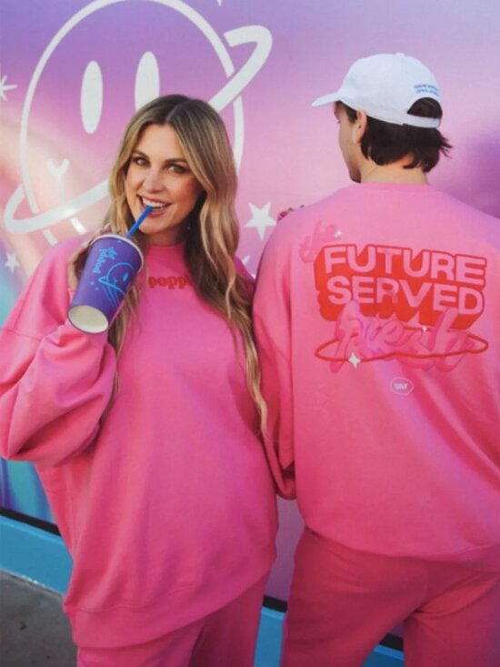 Poppi Tops - Poppi Future Served Fresh Pink Crewneck Sweatshirt Birthday Suit Oversized M
